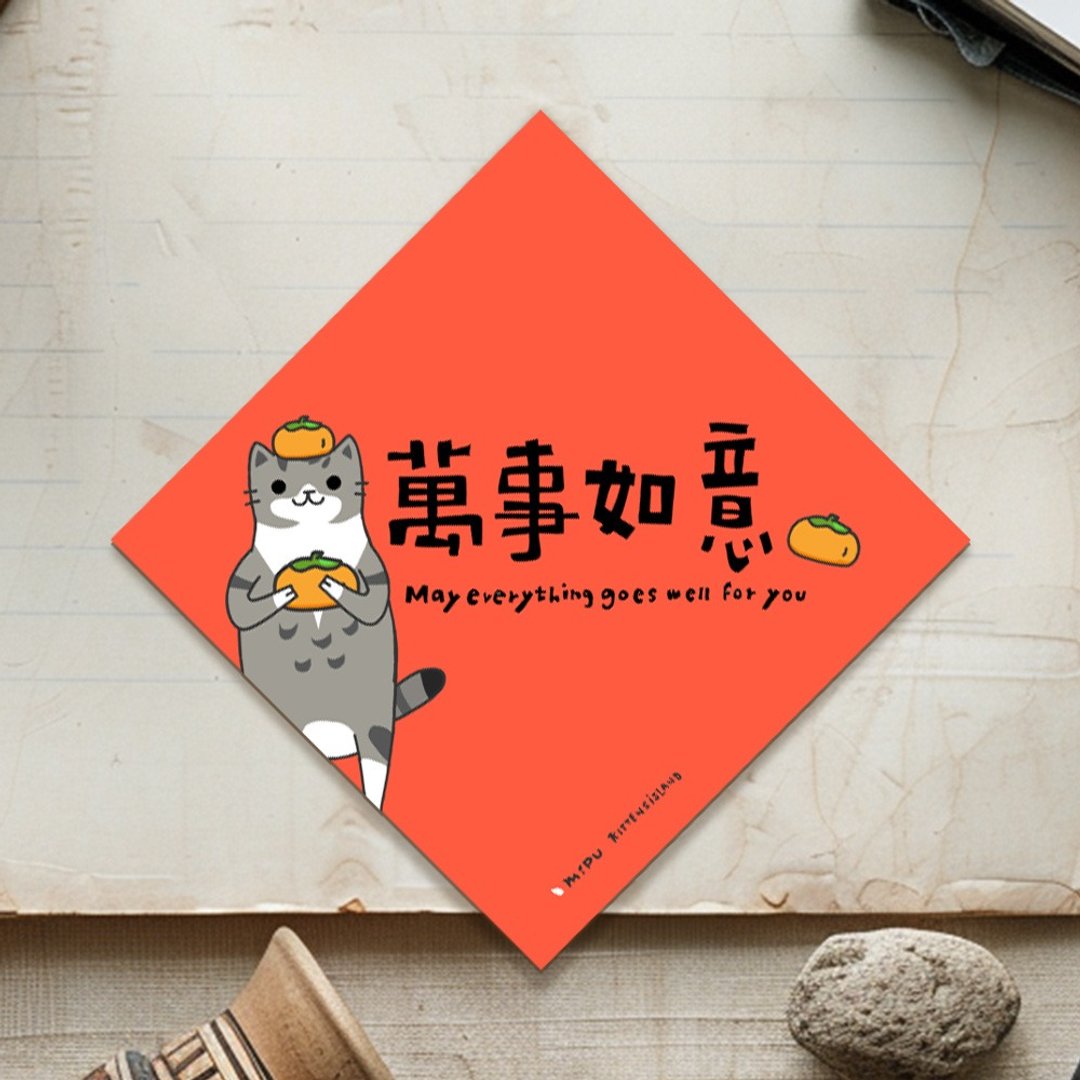 创意斗方/万事如意/原创设计/挥春/猫咪 - 红包/春联 - 纸 