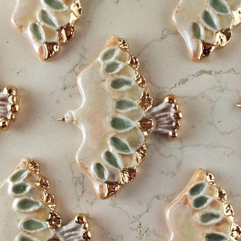 马赛克鸟 - 胸针 - 陶 