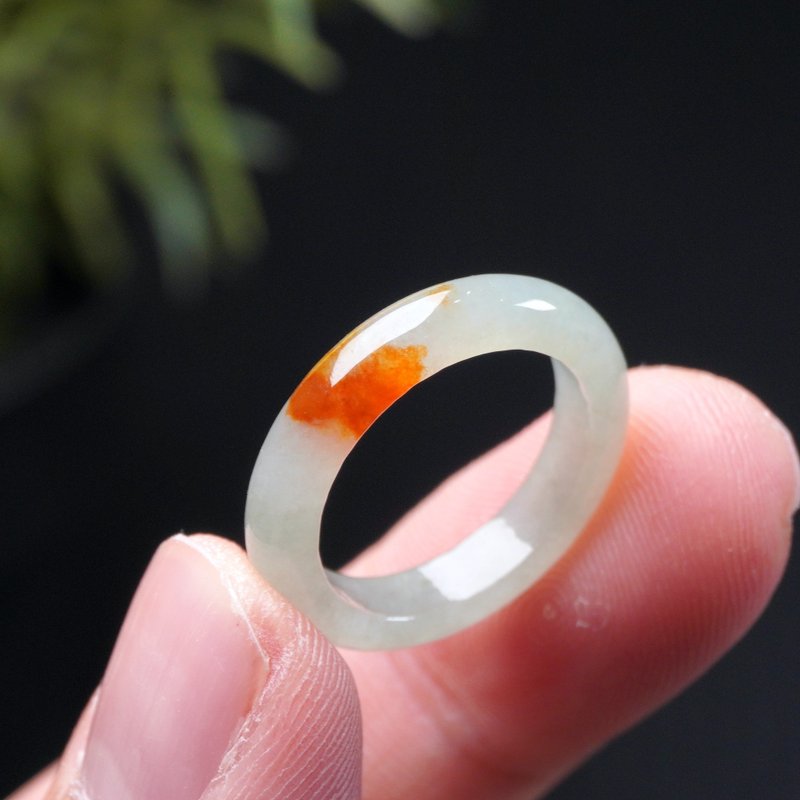 冰飘红翡翠戒指戒圈 | 国际13围 | 天然缅甸玉翡翠A货 | 送礼 - 戒指 - 玉石 透明