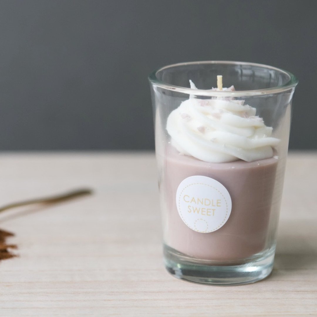 甜点蜡烛-摩卡拿铁-120ml Mocha Latte - 天然精油大豆蜡烛 - 蜡烛/烛台 - 蜡 咖啡色