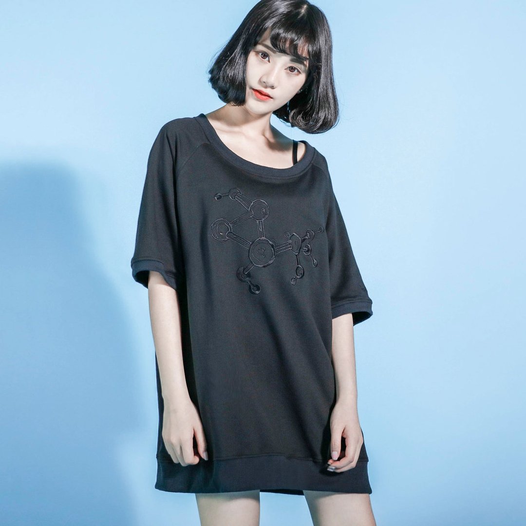 SU:MI said Molecular 分子刺绣宽松卫衣_6SF006_黑 - 女装上衣 - 棉 黑色
