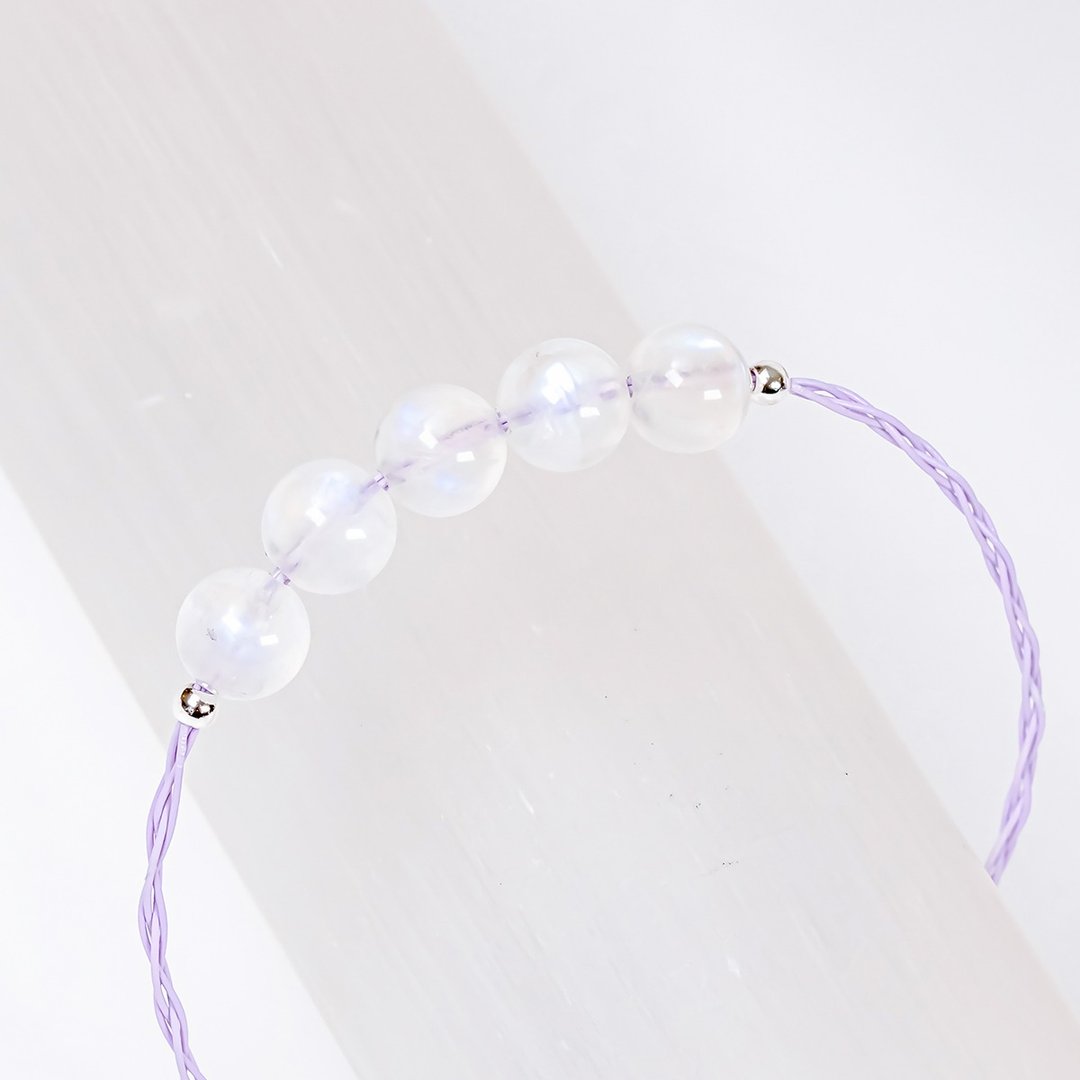 【订制彩编钢绳】月光石 | 6.5mm - 手链/手环 - 水晶 白色