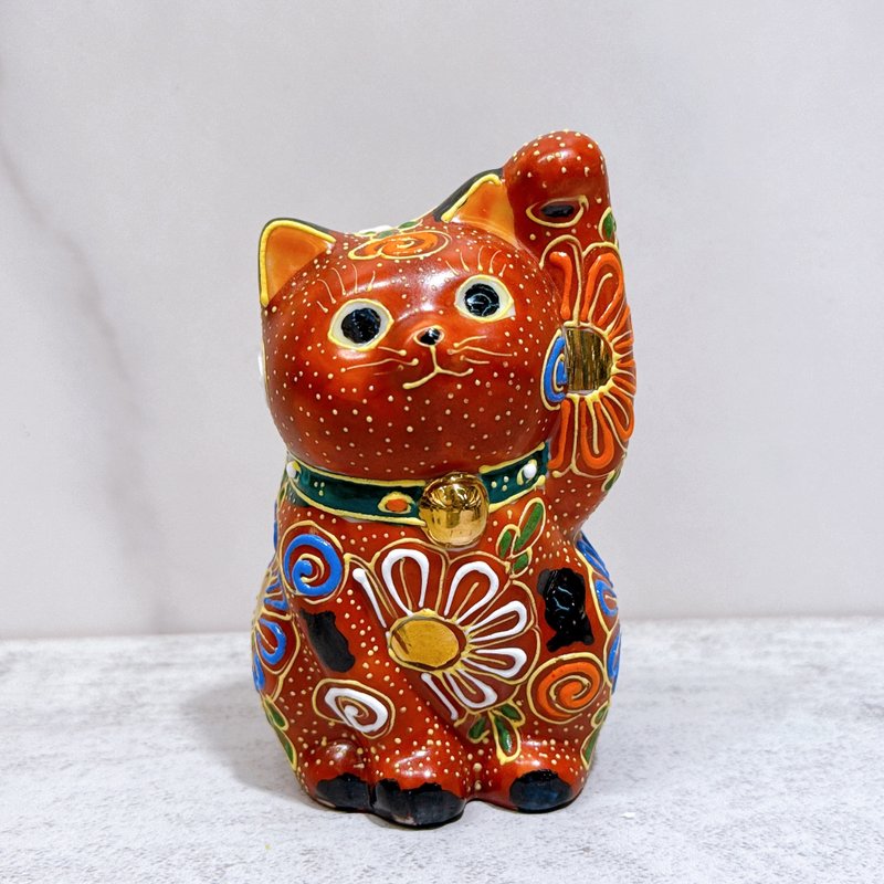 【赤韵祈福】日本九谷烧招财猫 | 赤盛 - 摆饰 - 瓷 红色
