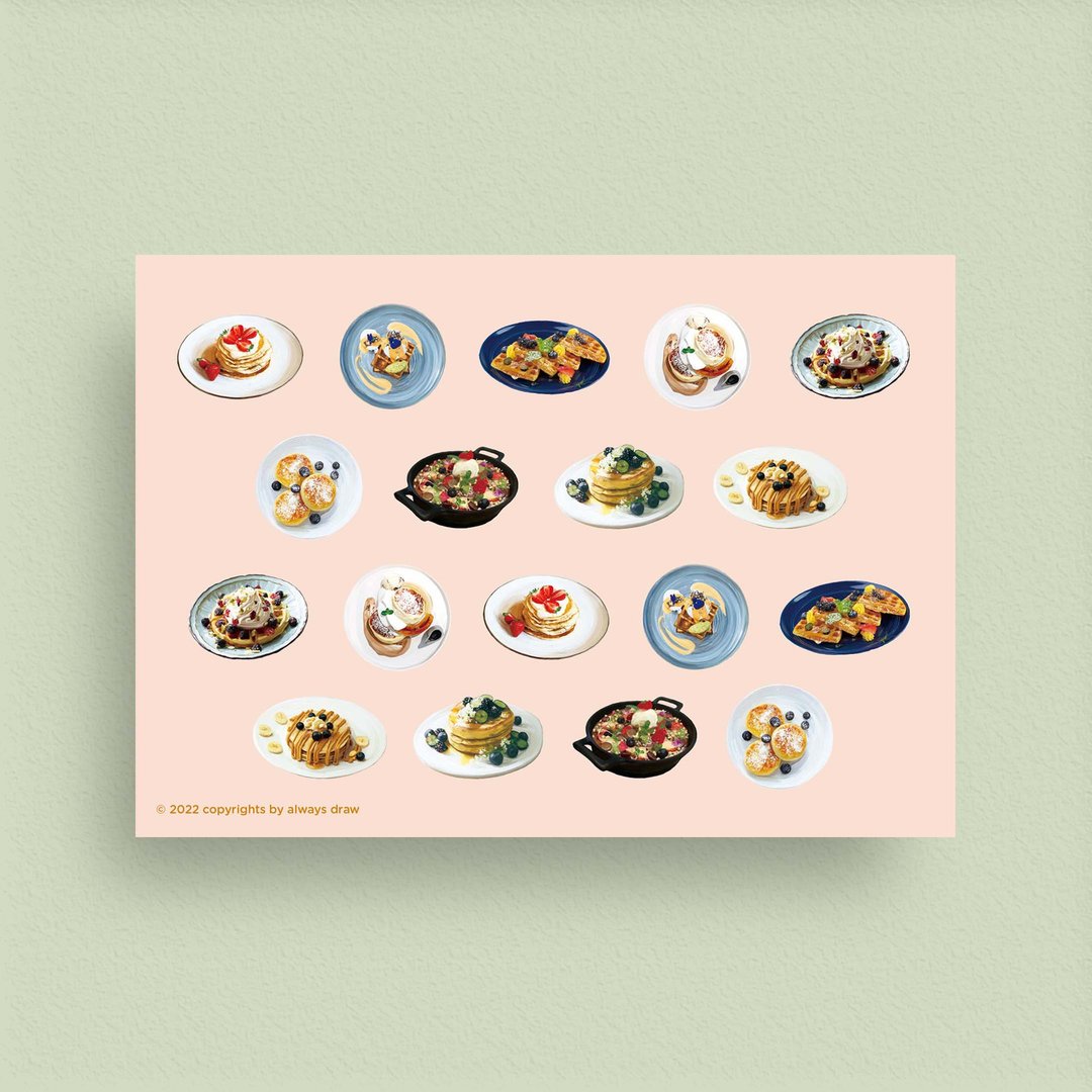 松饼明信片J - always eat 总绘吃系列 - 卡片/明信片 - 纸 粉红色