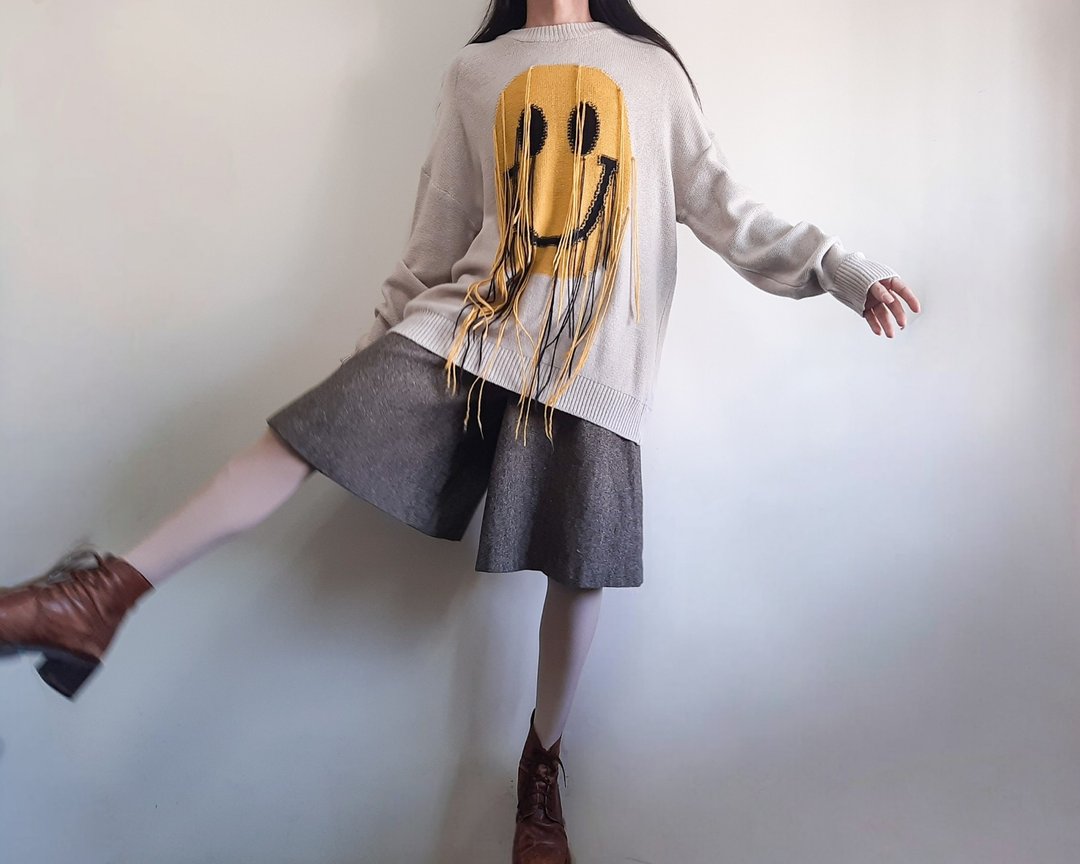 LOEWE × SMILEY 流苏针织衫 Paula's Ibiza 2020春夏限量正品 - 女装针织衫/毛衣 - 棉 卡其色