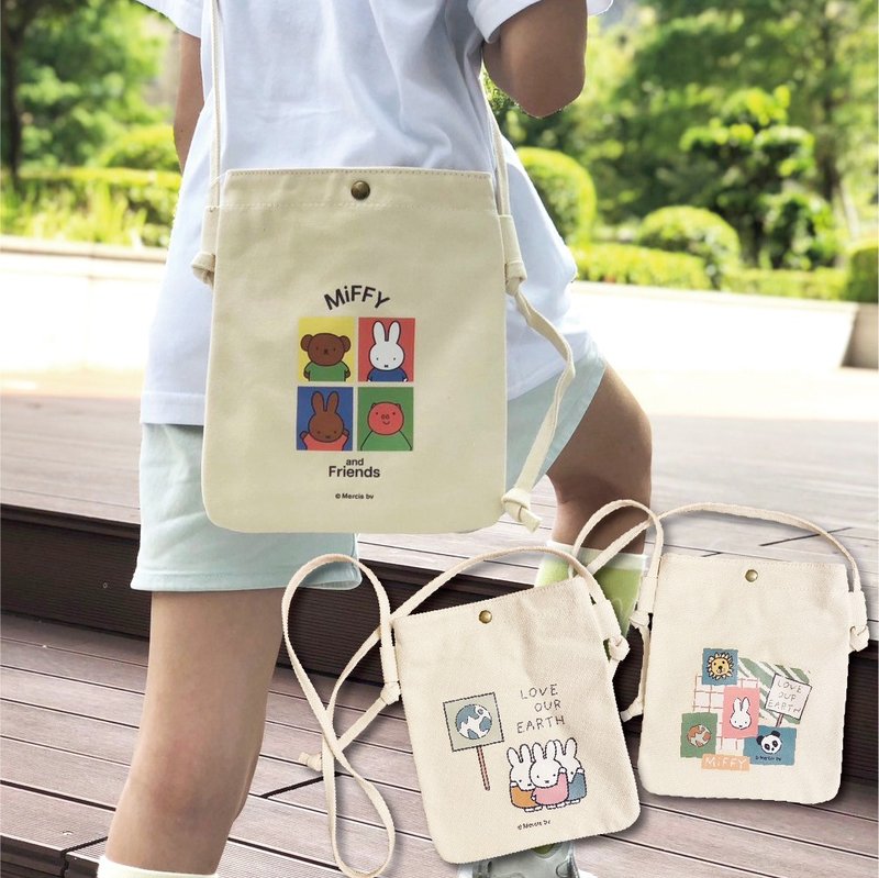 【Miffy】绑带手机包 帆布包 斜背包 - 侧背包/斜挎包 - 棉．麻 