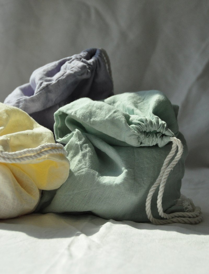 Zero waste linen bag / Bags set / Reusable washable food storage / Eco-friendly - 束口袋双肩包 - 亚麻 多色