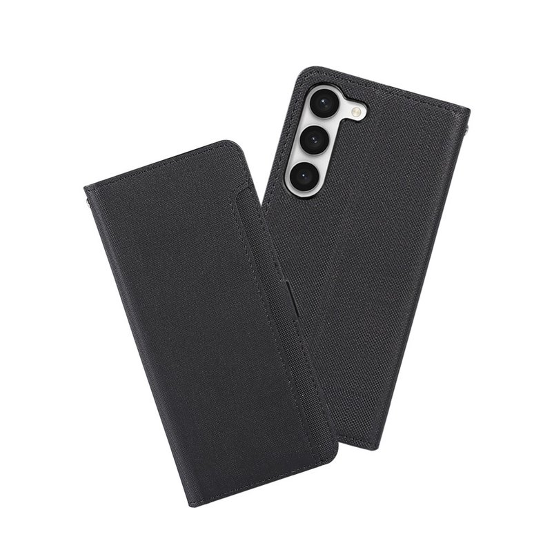 CASE SHOP Samsung S23 前收纳侧掀皮套-黑 - 手机壳/手机套 - 其他材质 黑色
