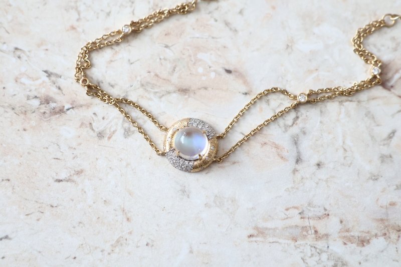 Journal-星辰(月光石)顶端净体蓝光月光石布锲拉提18k金钻石手链 - 手链/手环 - 宝石 