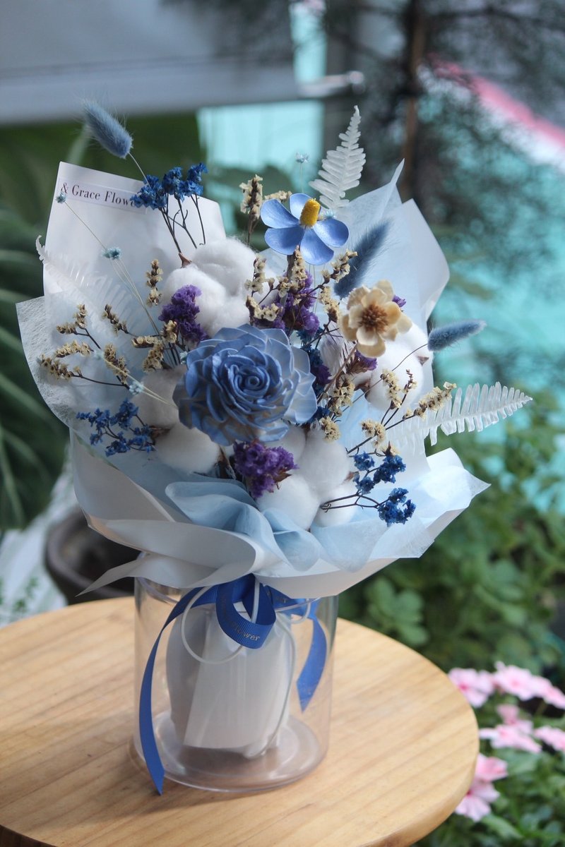 蓝海花园精致永生花束 - 干燥花/捧花 - 植物．花 蓝色