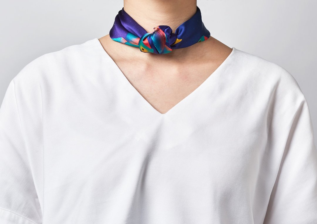 Ocean Silk Satin Scarf (Turtle), Pure Silk Satin, Square Scarf - 丝巾 - 丝．绢 绿色
