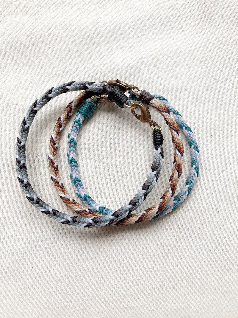 毕业 渐层 手围订制 梯形编 蜡线黄铜手环 可选色 - 手链/手环 - 其他材质 