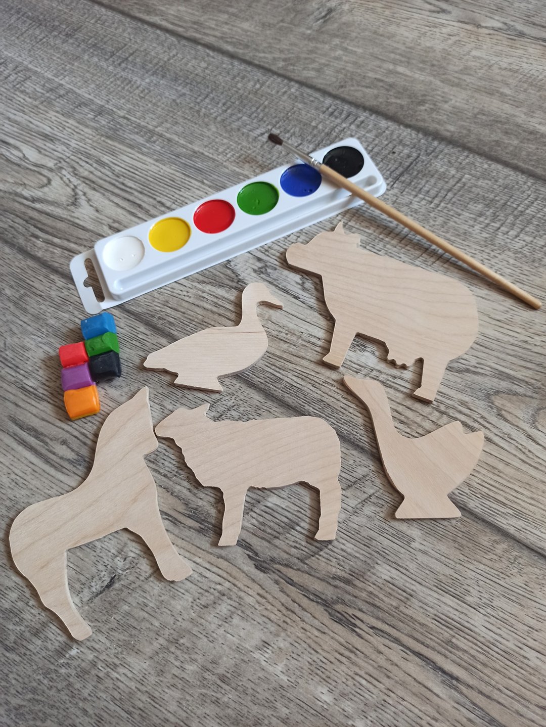 Pet animal figurines for painting,kids craf kit ,set  Wooden  Shape For Craft - 玩具/玩偶 - 木头 咖啡色