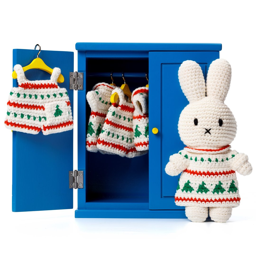 荷兰进口Miffy【圣诞系列】Just Dutch授权正版手工钩针米非兔 - 玩偶/公仔 - 棉 红色