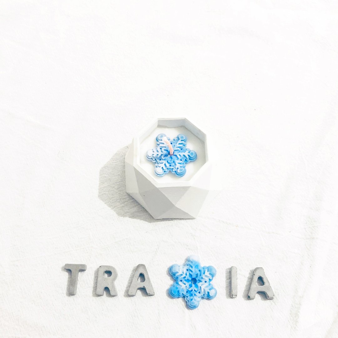 香氛系列 - 迷你雪花水泥蜡烛/质感白 - 香薰/精油/线香 - 水泥 白色