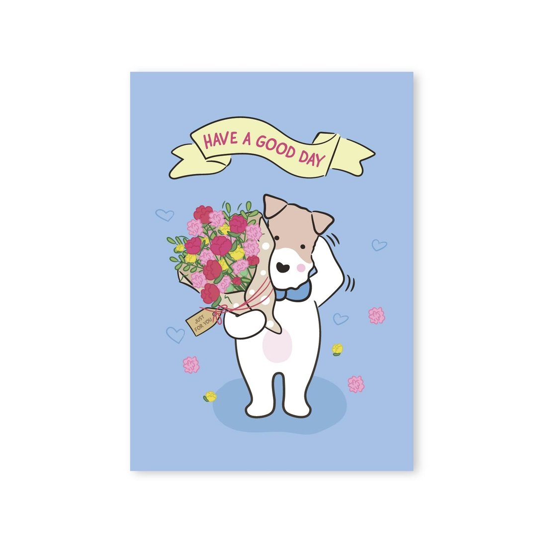 Wirefoxterrier 刚毛猎狐梗 明信片-just for you - 卡片/明信片 - 纸 蓝色