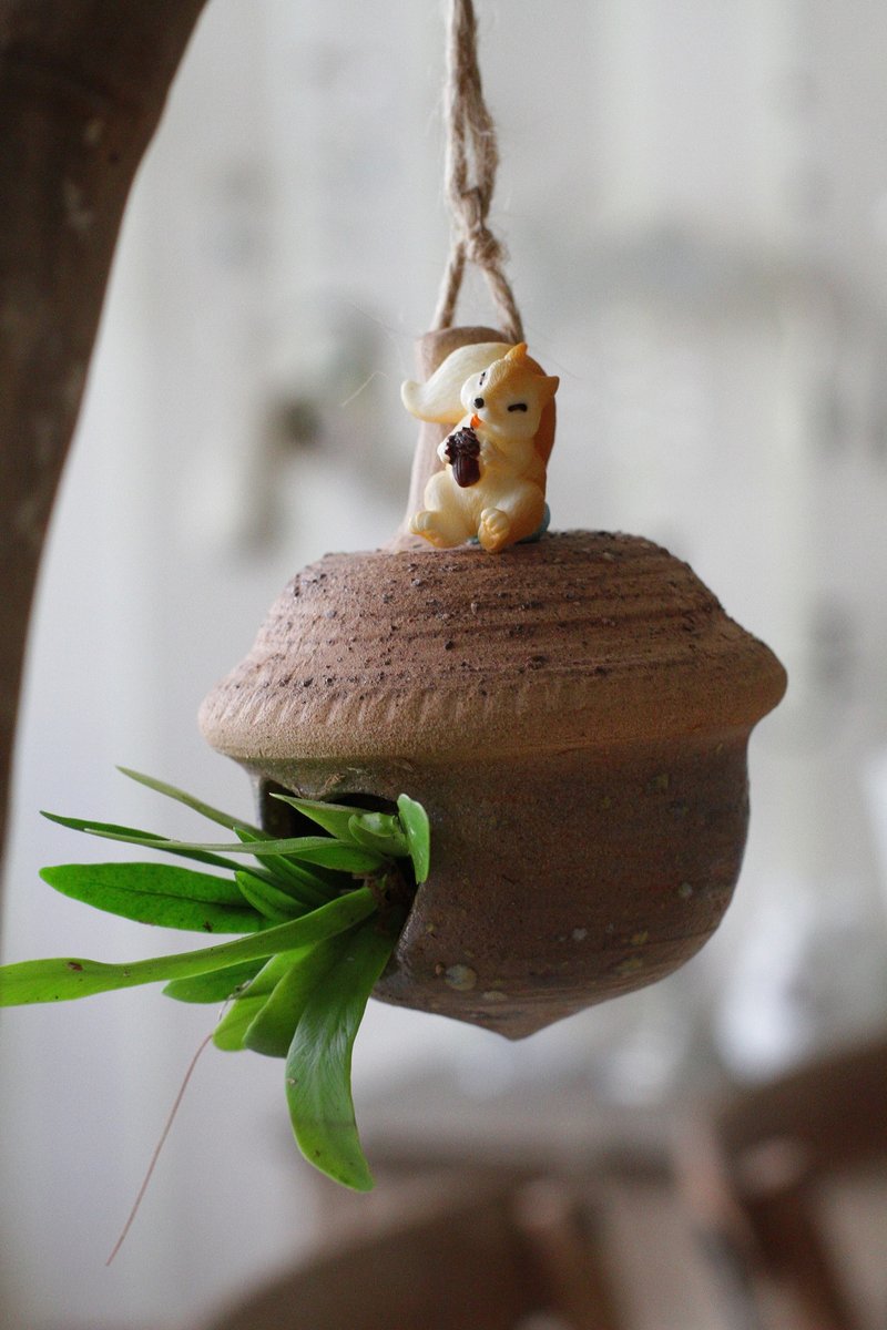 纯手工橡实造型花器/吊饰6 - 植栽/盆栽 - 陶 绿色