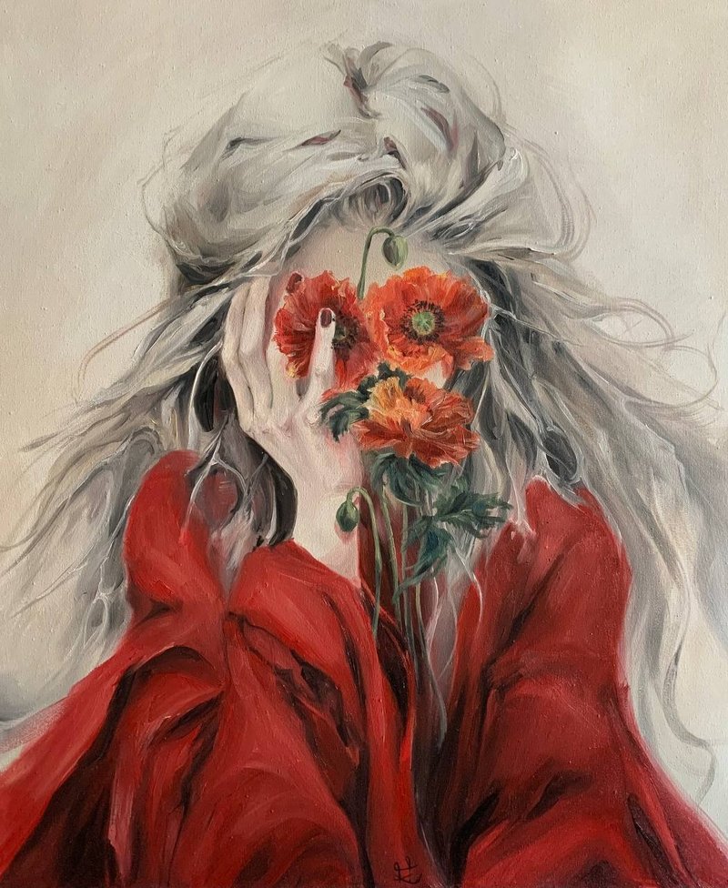 油画画纯手工油画美女画 - 插画/绘画/写字 - 其他材质 红色