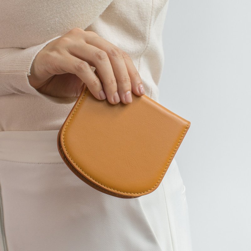 拱形真皮皮夹 手工制作 - 芒果黄色 - 皮夹/钱包 - 真皮 黄色