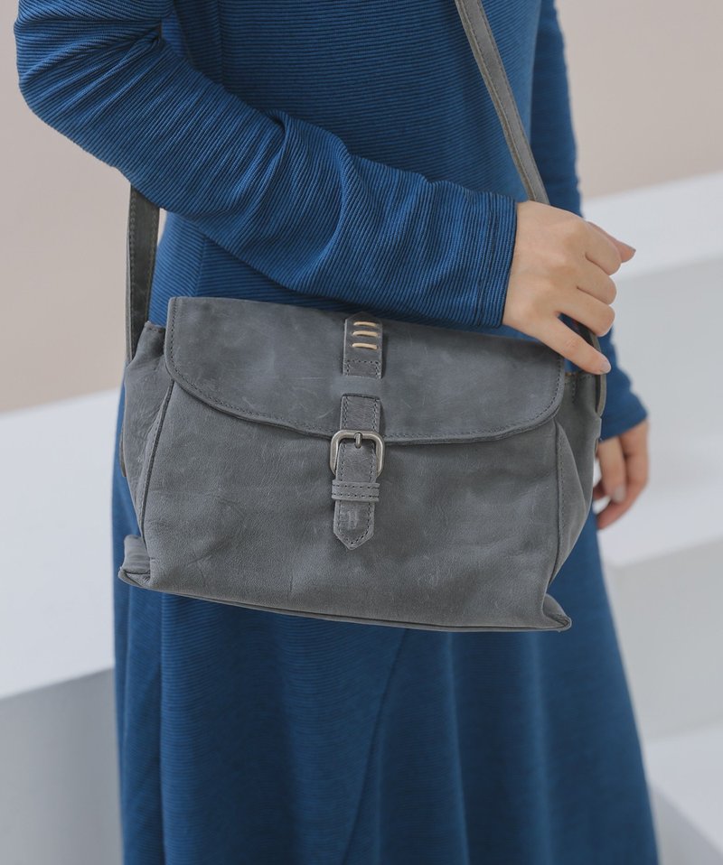 复古牛皮马鞍 肩背包 - 侧背包/斜挎包 - 真皮 蓝色