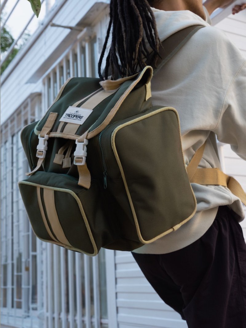 Troopers Stripe Plus Military Green - 后背包/双肩包 - 尼龙 绿色
