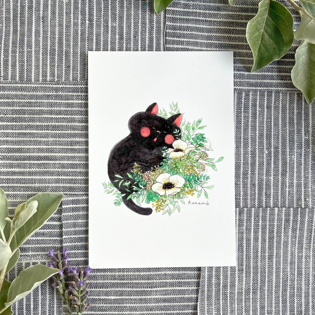 明信片 - 黑猫 - 卡片/明信片 - 纸 黑色
