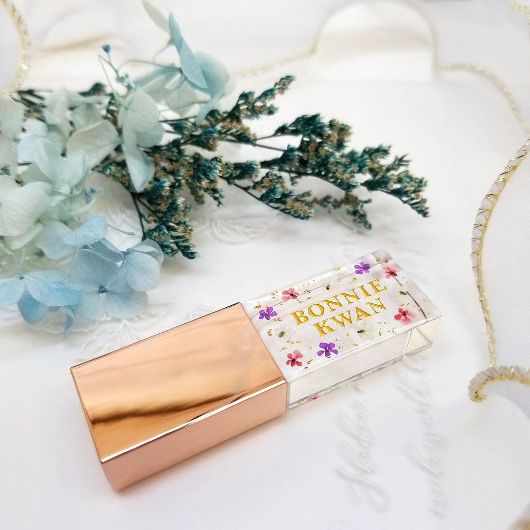 【主图款-紫&amp;渐红花】定制人名随身碟USB 生日礼物 回忆 结婚回礼 - U盘 - 其他材质 