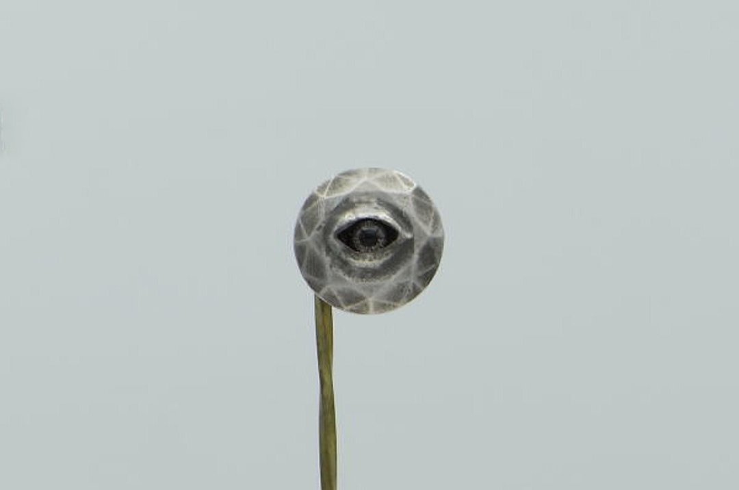stare stone Pierce_1 (s_m-O.46) 銀 玻 眼 睛 目 穿孔耳环 寶石 sterling silver glass eye - 耳环/耳夹 - 纯银 银色