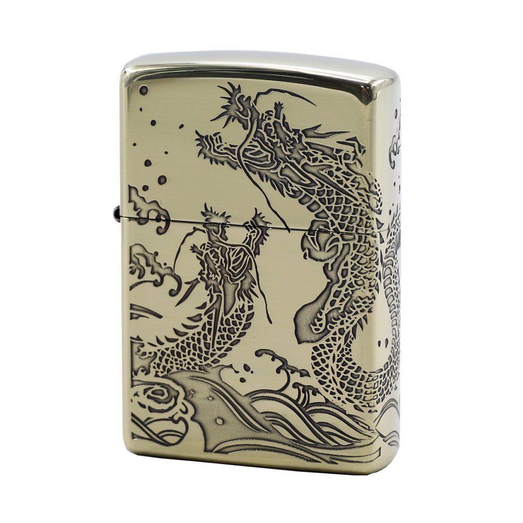 【ZIPPO官方旗舰店】 双海龙纹(金)防风打火机 ZA-3-39A - 其他 - 铜/黄铜 