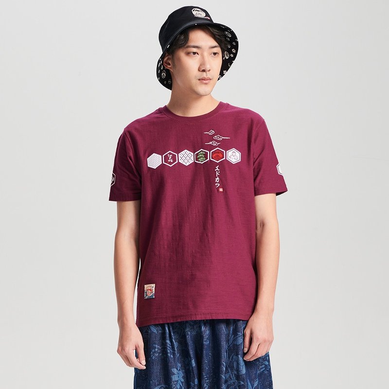 江户胜 日系 男装 家徽图腾短袖T恤(紫色) #上衣 - 男装上衣/T 恤 - 棉．麻 紫色