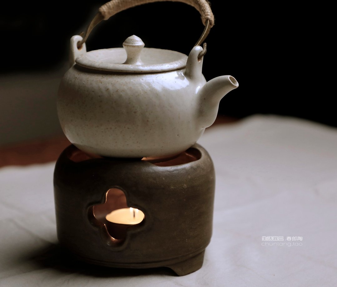 春郎陶-皮革棕-温茶炉 - 茶具/茶杯 - 陶 