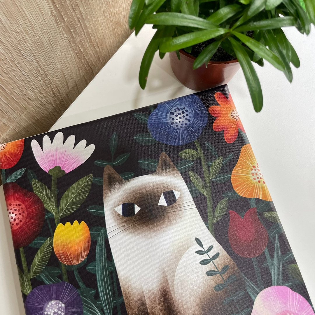 【Flora 原创设计】花喵 | 20×20CM 无框画 - 海报/装饰画/版画 - 棉 蓝色