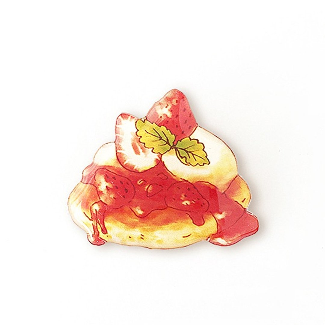 STRAWBERRY PANCAKE BROOCH - 胸针 - 塑料 红色