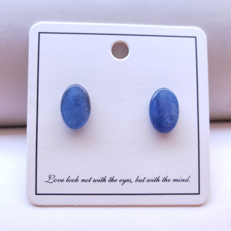 蓝晶石耳钉 天然矿物耳饰 不对称银饰 - 耳环/耳夹 - 其他材质 