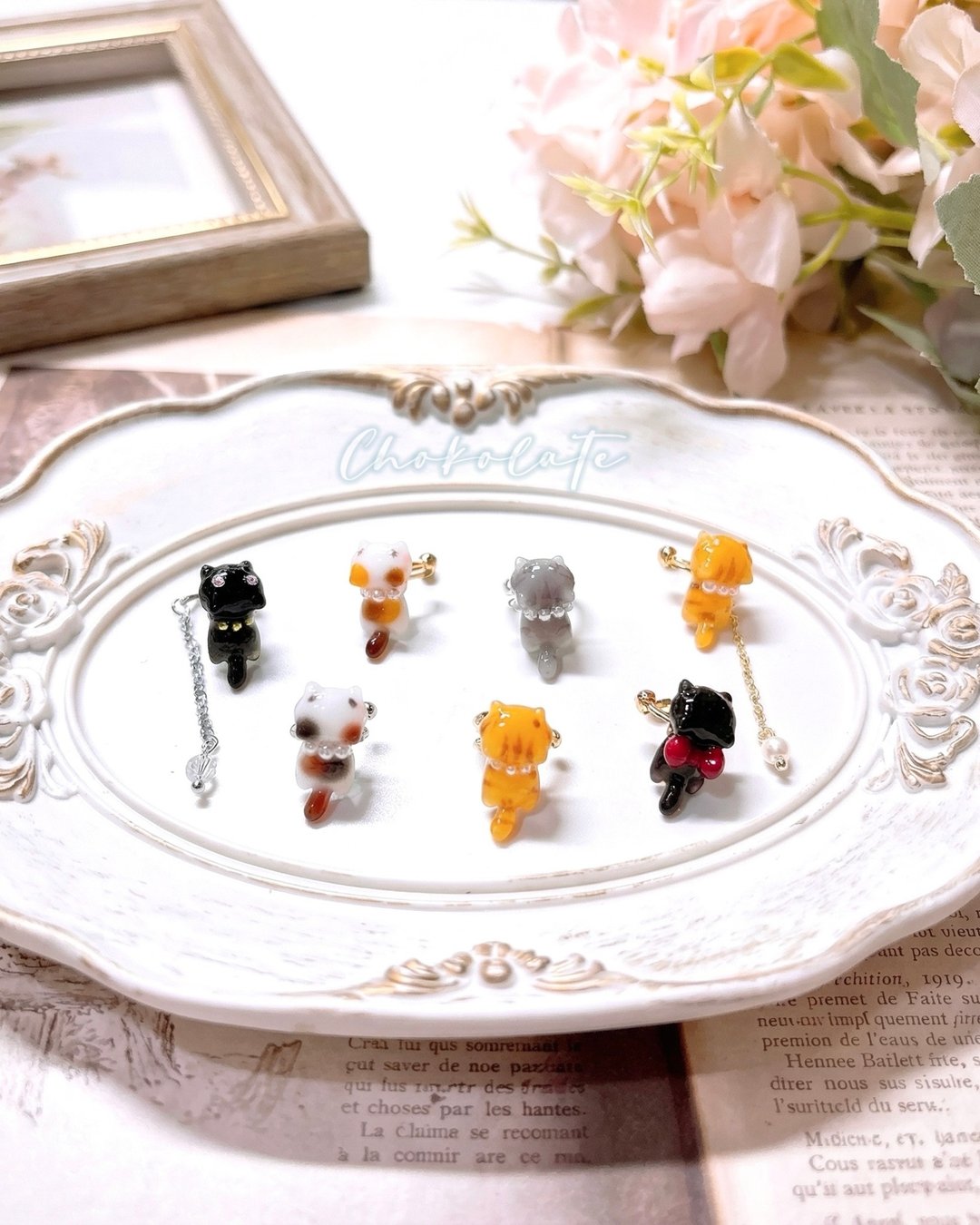 订制款 立体迷你猫咪耳骨夹 Ear cuff 新品 - 耳环/耳夹 - 树脂 多色