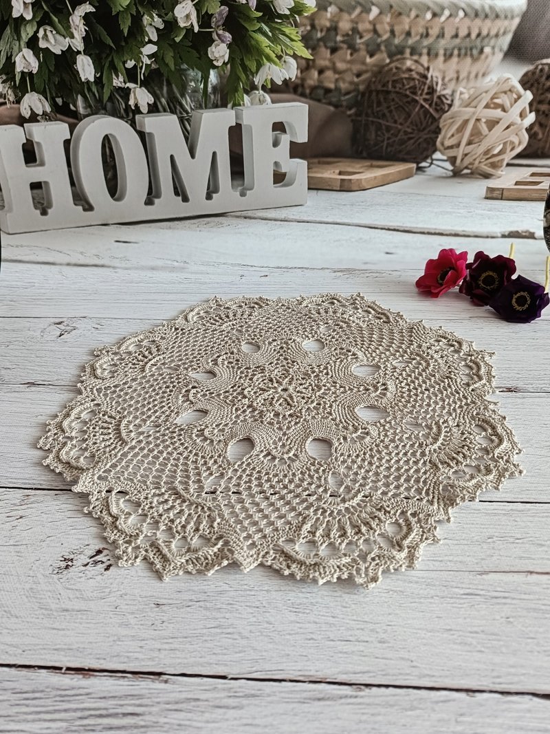 手工制作壁纸环保家居装饰蕾丝餐桌中心装饰品壁纸 - 其他 - 棉．麻 卡其色