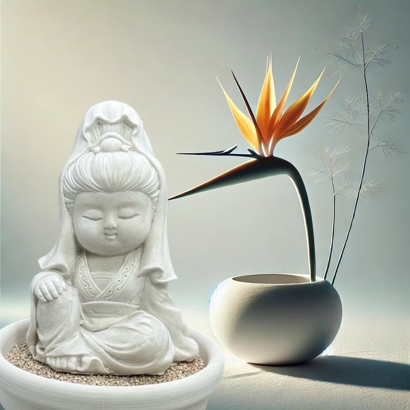 净念吉祥之观音小佛小盘组 艺术香氛扩香 提升居家美学 居家香氛 - 香薰/精油/线香 - 水泥 白色