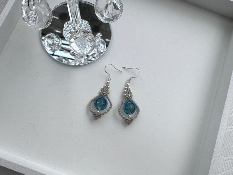 230143 Macrame 海蓝宝 南美蜡线  耳环 - 耳环/耳夹 - 半宝石 