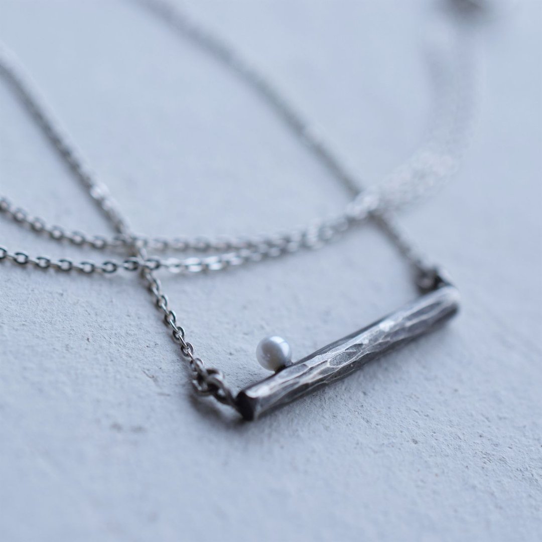 Stick --Akoya Pearl Necklace - 项链 - 其他金属 银色