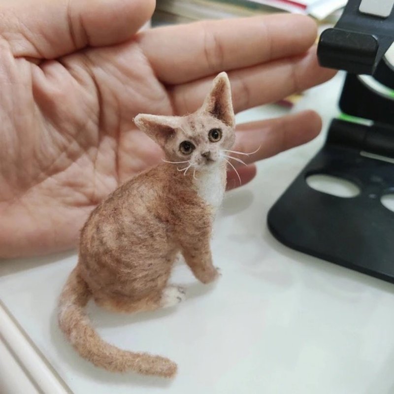客制化逼真猫 羊毛毡 宠物 娃娃 定制 手工 狗狗猫咪 毛小孩 60 - 玩具 - 羊毛 多色