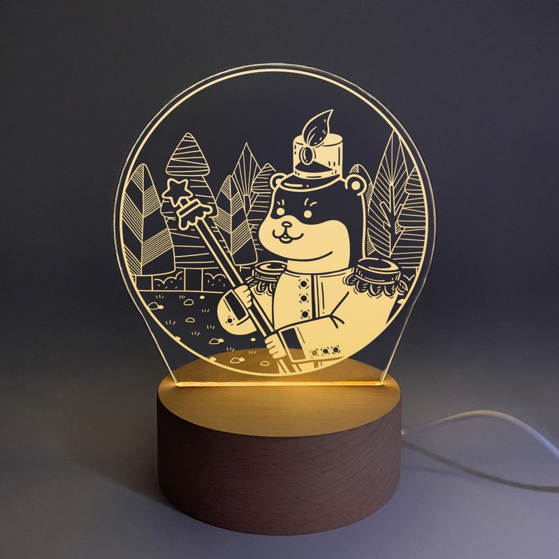 动物森林乐队小夜灯 多款可选 木底座 无段式调光 - 灯具/灯饰 - 木头 橘色