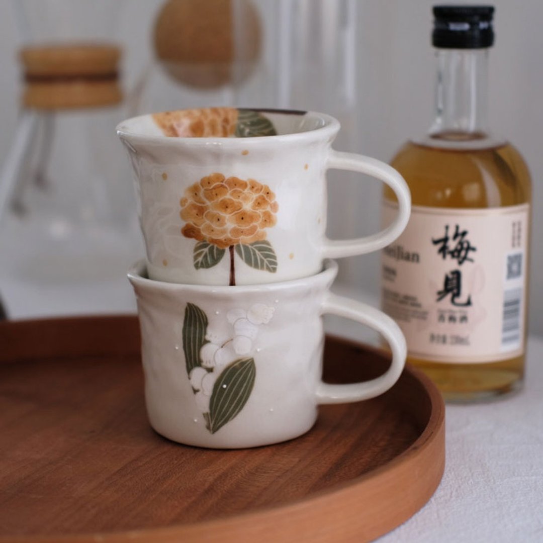 繡球鈴蘭日式馬克杯 / 陶瓷咖啡杯 / 家用禮物 - 咖啡杯/马克杯 - 瓷 多色