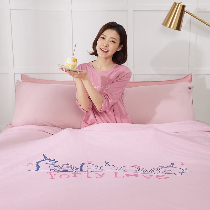 40LOVE 薄纱毯-泡泡粉 - 被子/毛毯 - 棉．麻 粉红色