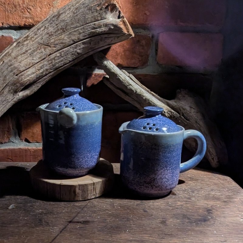 薰紫星空 手拉胚 滤茶壶 星点釉・手作陶艺・疗愈系赠礼 - 茶具/茶杯 - 陶 紫色