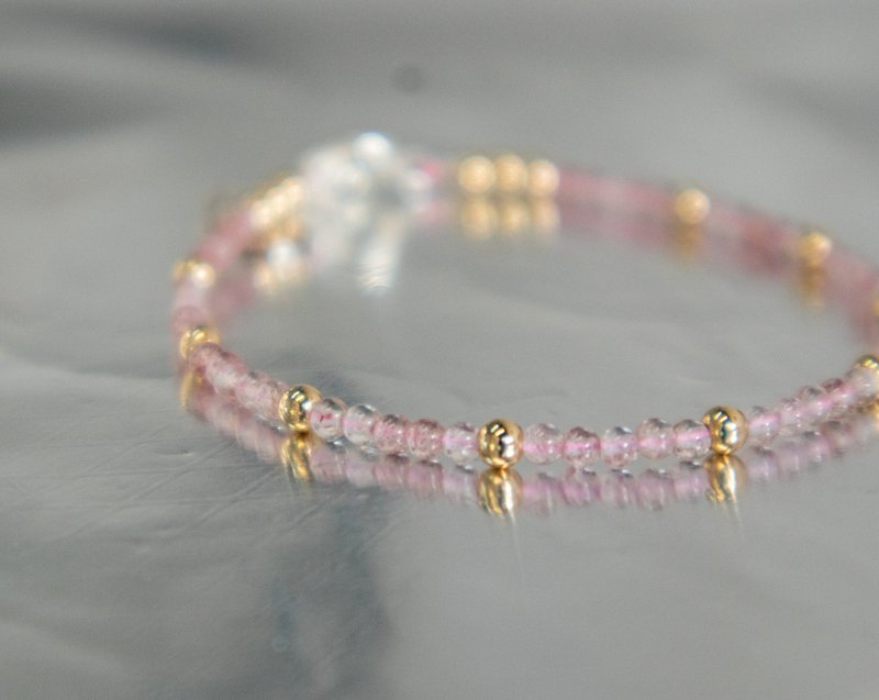 姐妹礼物.925 SILVER 士多啤梨石2.5mm- 细致手链 - 手链/手环 - 半宝石 粉红色