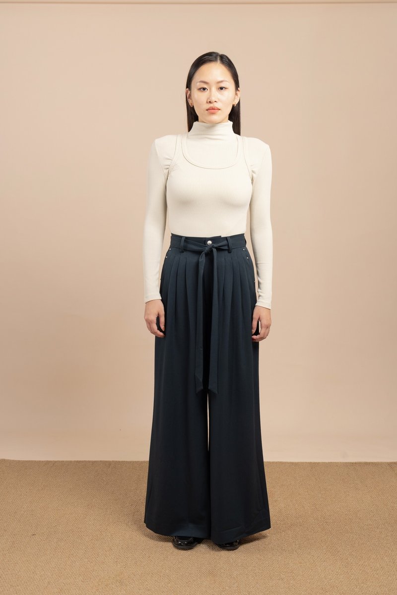 阔脚裤  Wide- leg  trouser - 女装长裤 - 其他材质 绿色