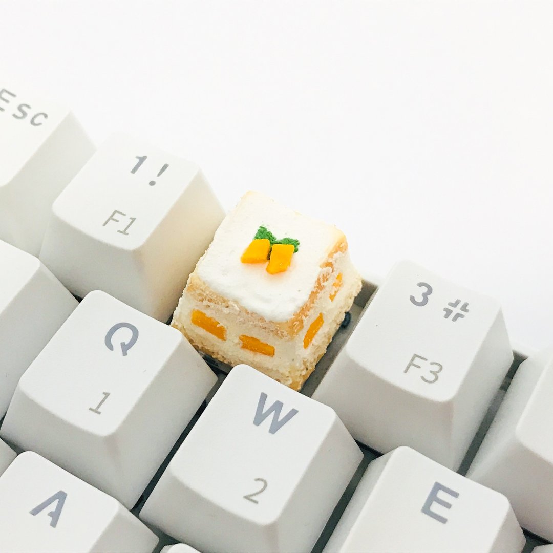 cakey keycaps (mango) for mechanical Cherry mx switches - 电脑配件 - 粘土 白色