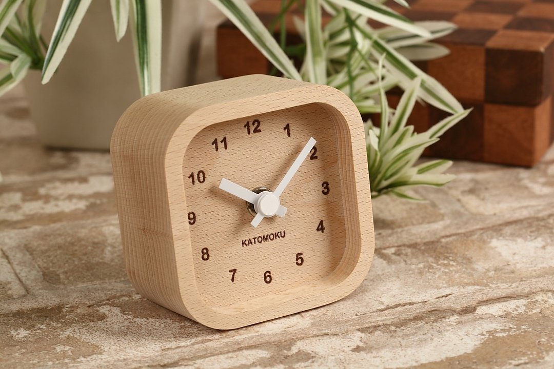 KATOMOKU mini clock 方型 km-25WH 白色 日本制造 - 时钟/闹钟 - 木头 