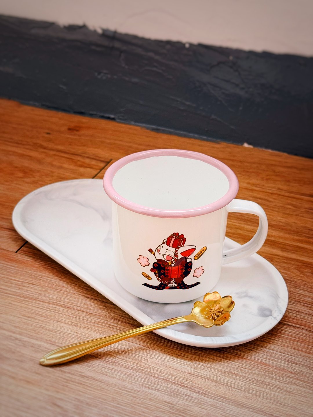 招财猫搪瓷杯 - 其他杯子 - 其他材质 粉红色