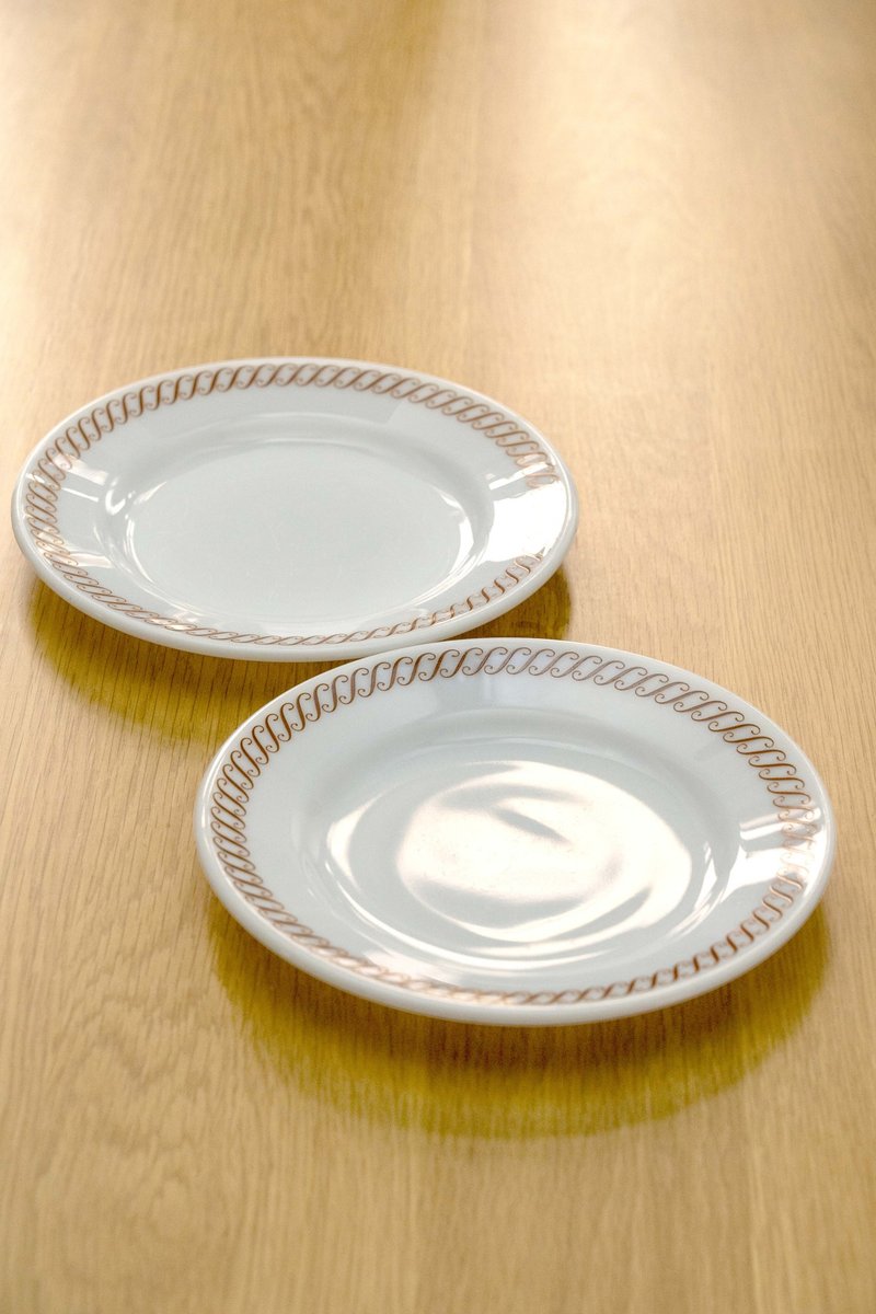 美国制PYREX 22.5厘米康宁玻璃餐盘 一组2件 中古品 台湾包邮 - 盘子/餐盘/盘架 - 琉璃 白色